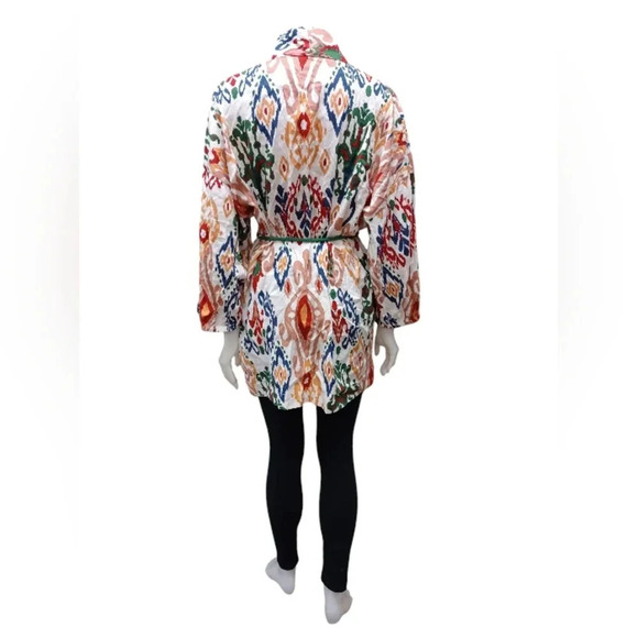 Zara NWT Hanoi Kimono Multicolored Linen Blend Size Large - Picture 5 of 11